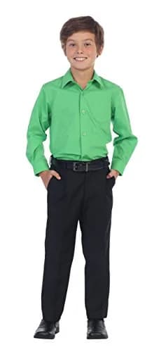 Gioberti Boys Long Sleeve Solid Dress Shirt, Green, Size 5 | Classic Fit, Chest Pocket, Cotton Blend thumbnail 3