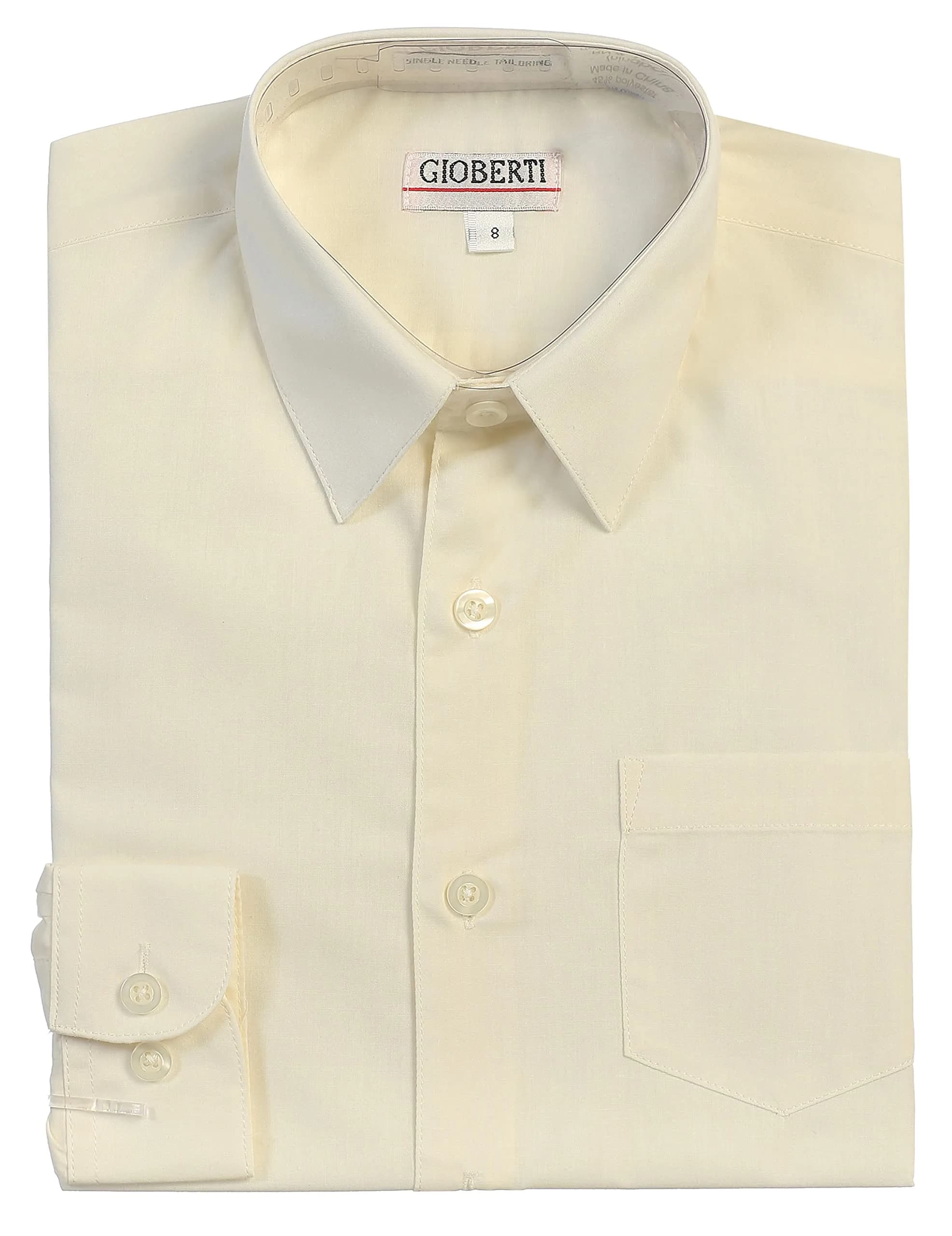 Gioberti Boys' Long Sleeve Dress Shirt Ivory 10 | Classic Fit, All Year Wear — Ivory
