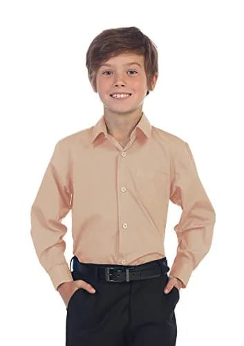 Gioberti Boys' Long Sleeve Dress Shirt Khaki 16 | Classic Fit, All Year Wear thumbnail 2