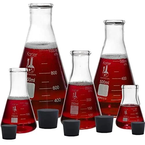 Karter Scientific Glass Flask 5 Piece Set, Borosilicate 3.3, 50ml-1000ml | Heavy Duty Reusable thumbnail 2