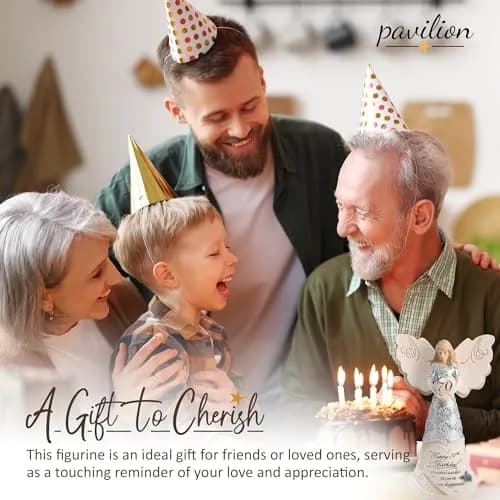 Pavilion Gift Company Happy 70th Birthday Angel Figurine 15cm (6in) | Hand-Painted Resin Keepsake thumbnail 4