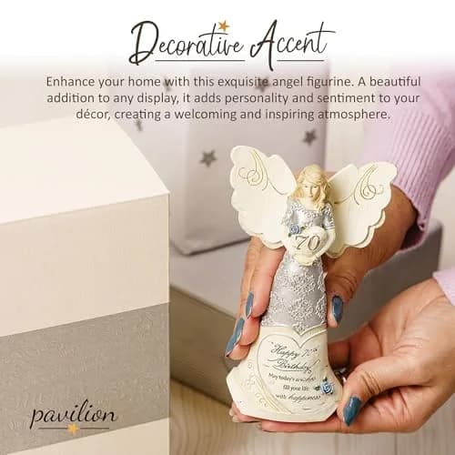 Pavilion Gift Company Happy 70th Birthday Angel Figurine 15cm (6in) | Hand-Painted Resin Keepsake thumbnail 5