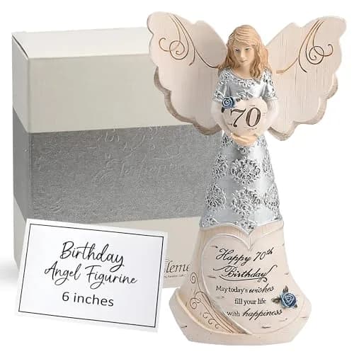 Pavilion Gift Company Happy 70th Birthday Angel Figurine 15cm (6in) | Hand-Painted Resin Keepsake thumbnail 1