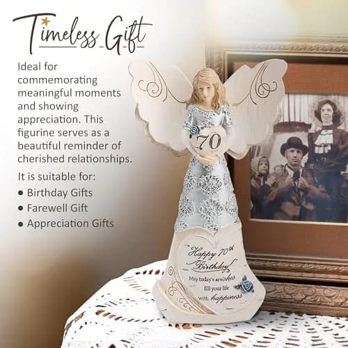 Pavilion Gift Company Happy 70th Birthday Angel Figurine 15cm (6in) | Hand-Painted Resin Keepsake thumbnail 7