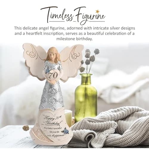 Pavilion Gift Company Happy 70th Birthday Angel Figurine 15cm (6in) | Hand-Painted Resin Keepsake thumbnail 2