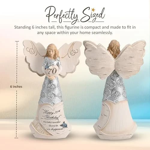Pavilion Gift Company Happy 70th Birthday Angel Figurine 15cm (6in) | Hand-Painted Resin Keepsake thumbnail 3