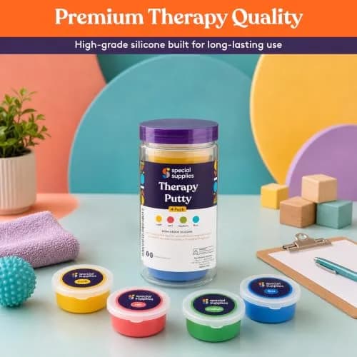 Special Supplies Therapy Putty Kit - 4 Strengths, 3 oz Each Primary Colors | Resistive Hand Exercise & Stress Relief thumbnail 8