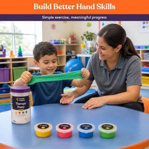 Special Supplies Therapy Putty Kit - 4 Strengths, 3 oz Each Primary Colors | Resistive Hand Exercise & Stress Relief thumbnail 4