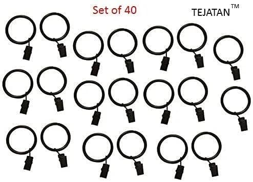 TEJATAN 2 Inch Metal Curtain Rings with Clips & Eyelets Set of 40 | Heavy Support & Durable Finish thumbnail 4
