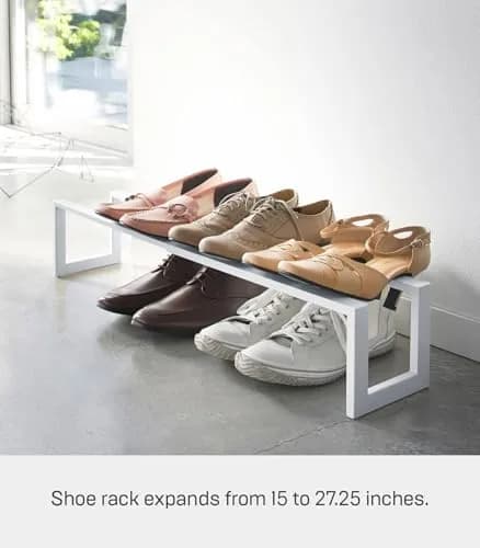 YAMAZAKI Home Line Expanding Shoe Rack, Metal, Adjustable - Single, 6" - Steel - Holds 4 To 8 Shoes thumbnail 4