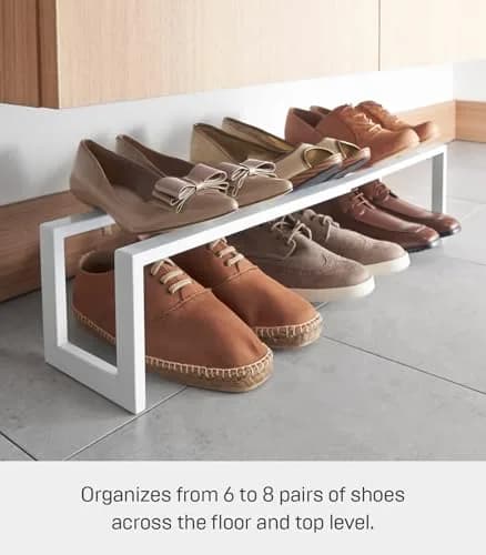 YAMAZAKI Home Line Expanding Shoe Rack, Metal, Adjustable - Single, 6" - Steel - Holds 4 To 8 Shoes thumbnail 5