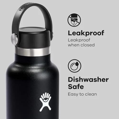 Hydro Flask Water Bottle - Insulated Stainless Steel - Non Spill, Leakproof in 21 Oz Black thumbnail 4
