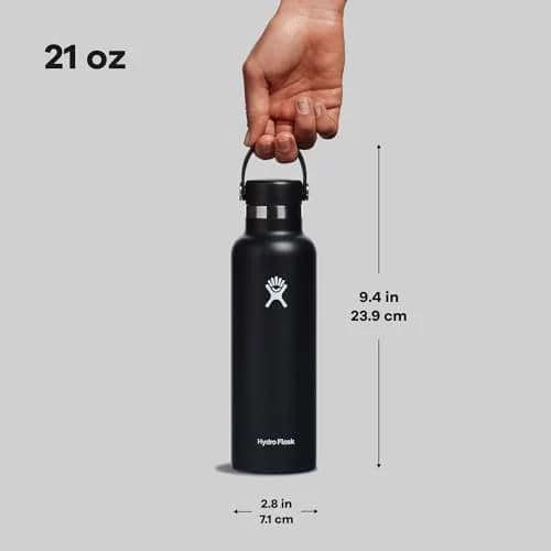 Hydro Flask Water Bottle - Insulated Stainless Steel - Non Spill, Leakproof in 21 Oz Black thumbnail 7