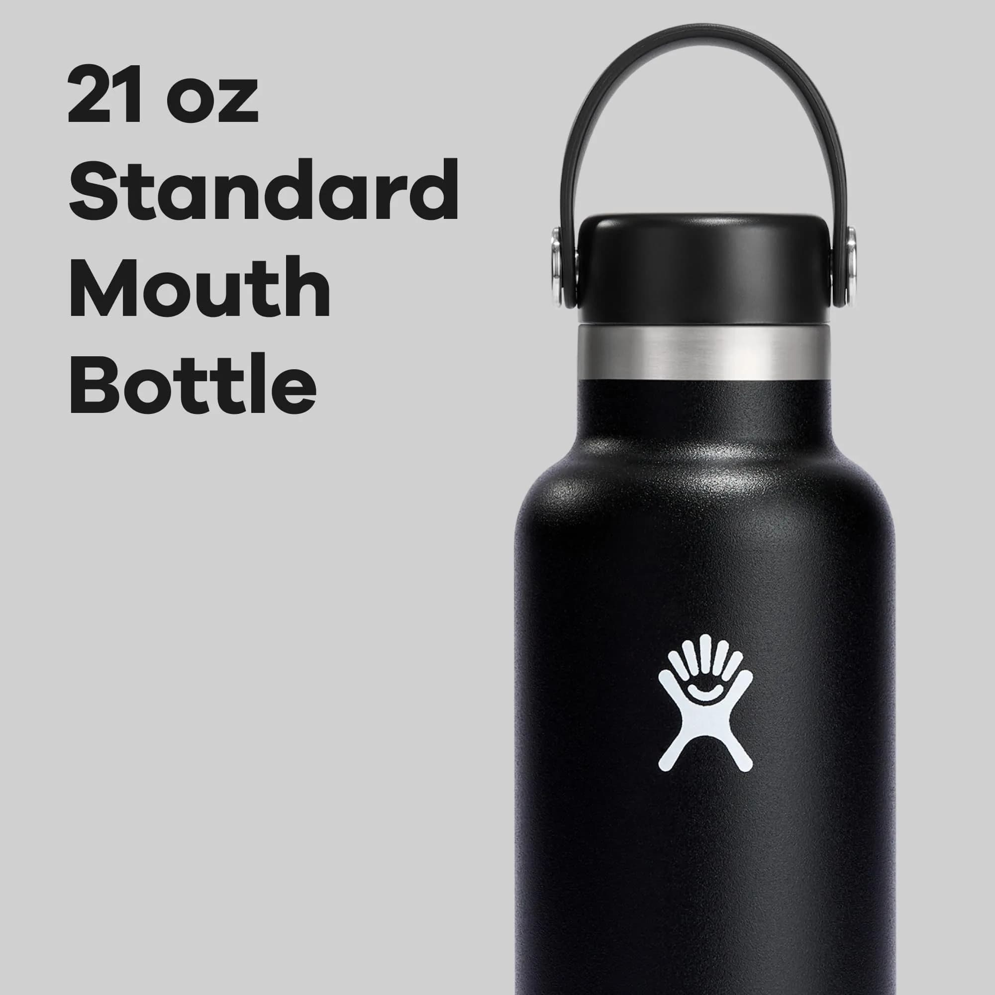 Hydro Flask Standard Mouth 21 Oz Water Bottle - Black | Insulated Stainless Steel, Leakproof - view 3