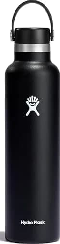 Hydro Flask Water Bottle - Insulated Stainless Steel - Non Spill, Leakproof in 24 Oz Black | Keeps drinks cold 24h, hot 12h, cupholder compatible thumbnail 1