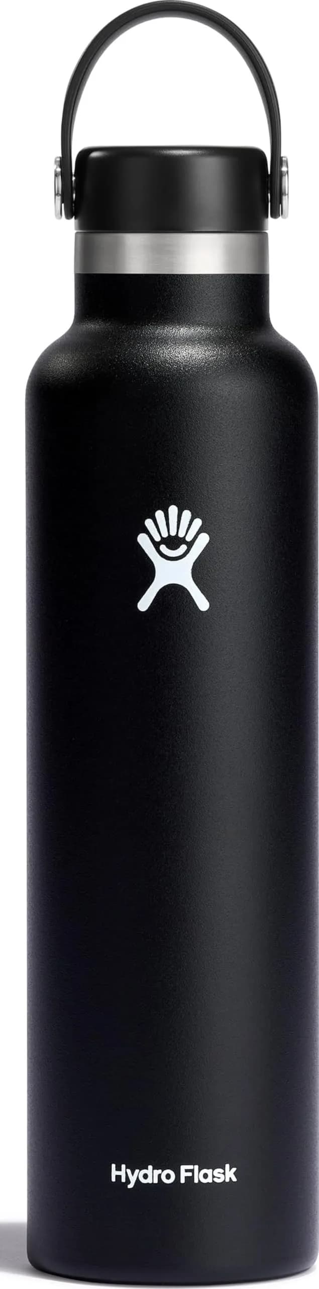 Hydro Flask Water Bottle - Insulated Stainless Steel - Non Spill, Leakproof in 24 Oz Black | Keeps drinks cold 24h, hot 12h, cupholder compatible