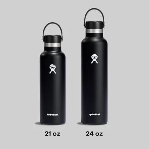 Hydro Flask Water Bottle - Insulated Stainless Steel - Non Spill, Leakproof in 24 Oz Black | Keeps drinks cold 24h, hot 12h, cupholder compatible thumbnail 8