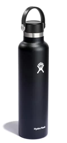 Hydro Flask Water Bottle - Insulated Stainless Steel - Non Spill, Leakproof in 24 Oz Black | Keeps drinks cold 24h, hot 12h, cupholder compatible thumbnail 2