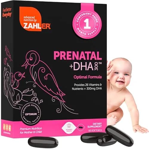 Zahler Prenatal +DHA 300 - Prenatal Vitamin with Methylated Folate & DHA for Pregnant Women - Support for Mom & Baby - 60 Softgels thumbnail 1