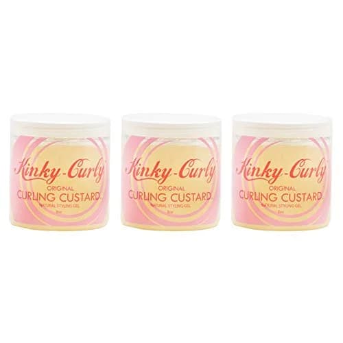 Kinky Curly Original Curling Custard Natural Styling Gel 240ml (8 fl oz) Pack of 3 | Defines Curls with Natural Ingredients thumbnail 1