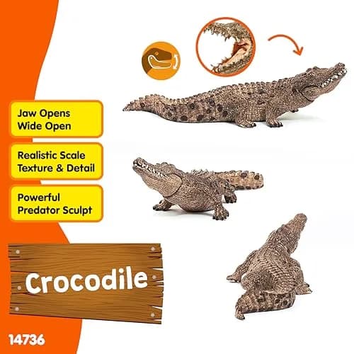 Schleich Wild Life Crocodile Toy Figurine | Realistic Animal Play for Kids 3+ thumbnail 2