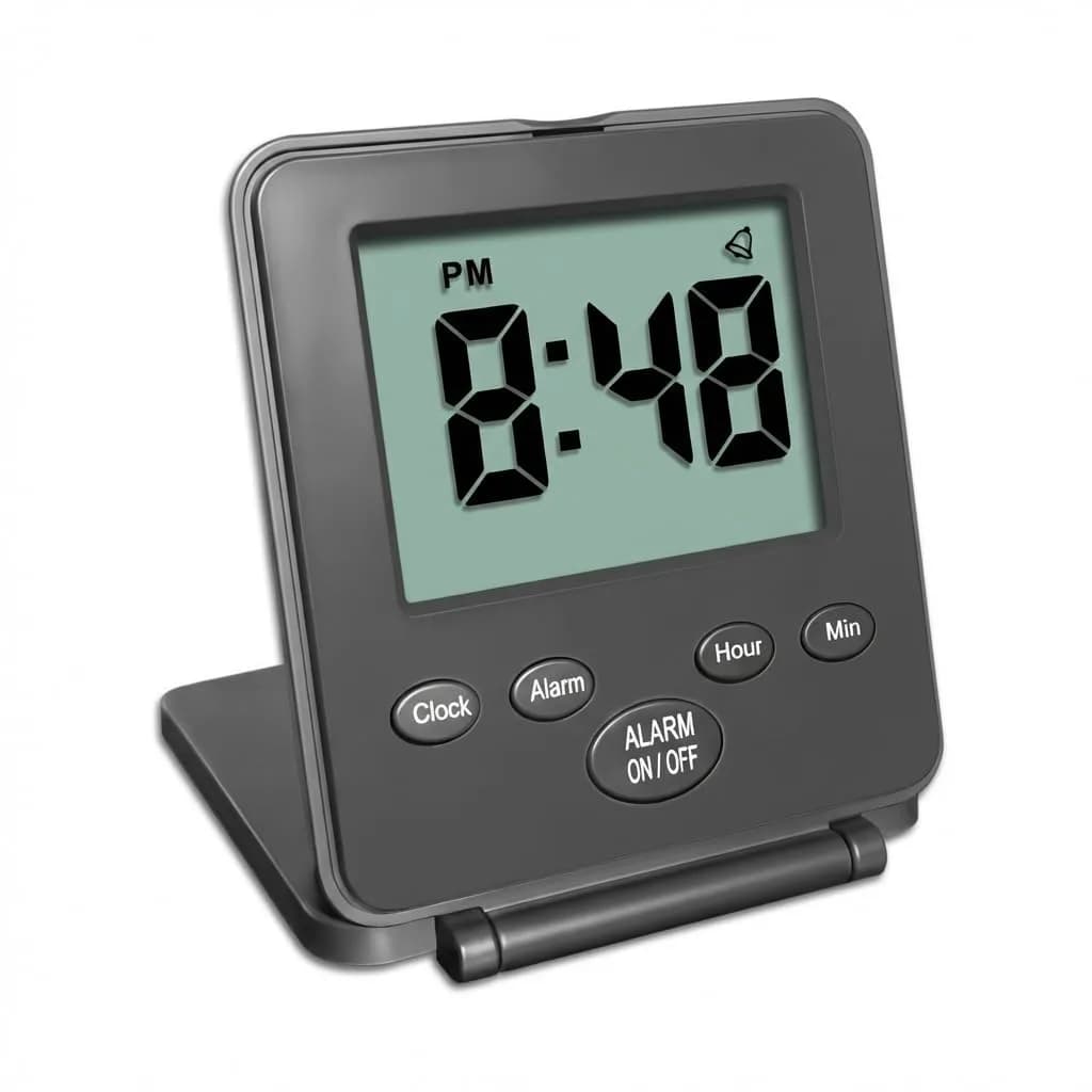 Travelwey Digital Travel Alarm Clock - Black | Simple Operation, Loud Alarm, Snooze, On/Off Switch, 2 AAA Battery Powered — Black