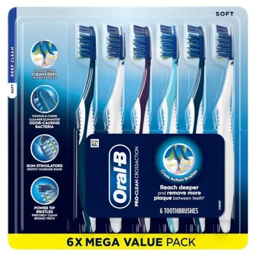 Oral-B Pro Clean Cross Action Toothbrushes, Deep Plaque Removal, 6 Count | Soft Bristles for Deep Clean & Gum Care thumbnail 7