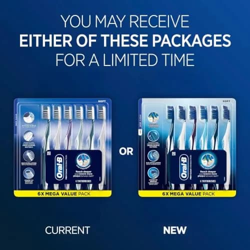 Oral-B Pro Clean Cross Action Toothbrushes, Deep Plaque Removal, 6 Count | Soft Bristles for Deep Clean & Gum Care thumbnail 2