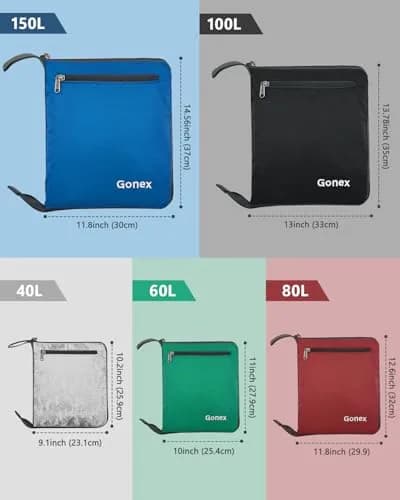 Gonex 60L Foldable Travel Duffle Bag with Shoe Compartment, Lightweight | 60L Capacity, Water-Resistant, Compact & Durable thumbnail 7