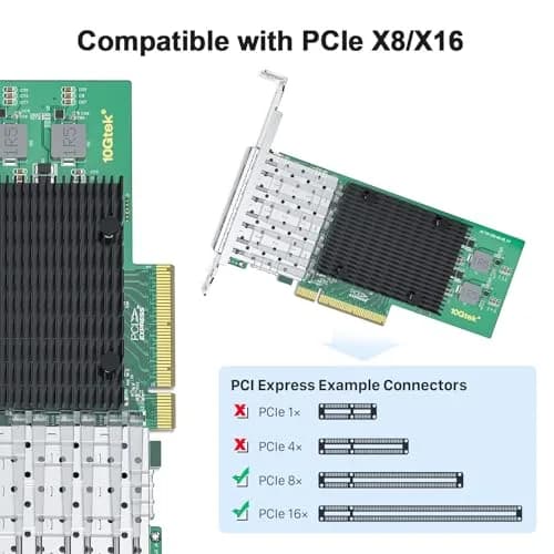 10Gtek Quad SFP+ Port 10Gb PCI-E NIC Network Card | Intel XL710-BM1 Controller, PCIe 3.0 x8 thumbnail 3