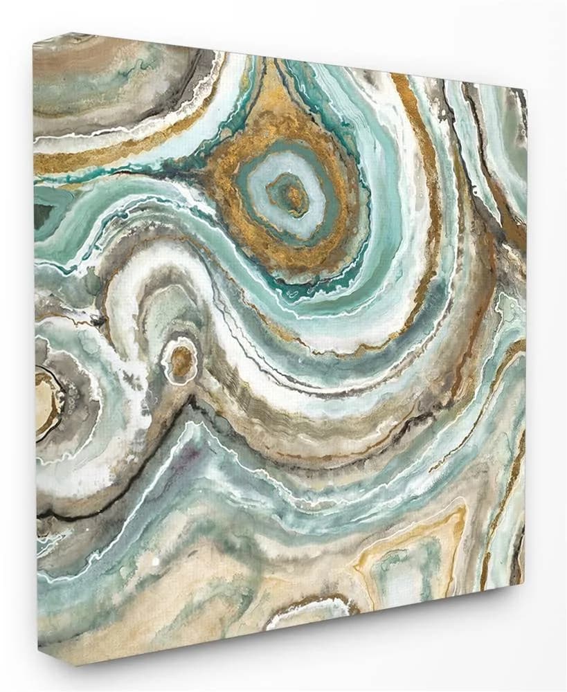 Stupell Industries Aqua Geode Stone Canvas Wall Art 24x24 Inch | High-Quality USA Import — Turquoise