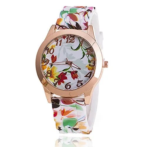 CdyBox Women Ladies Floral Dial Silicone Band Analog Watches Rose Gold Tone Numbers | Elegant Gift for Her thumbnail 6