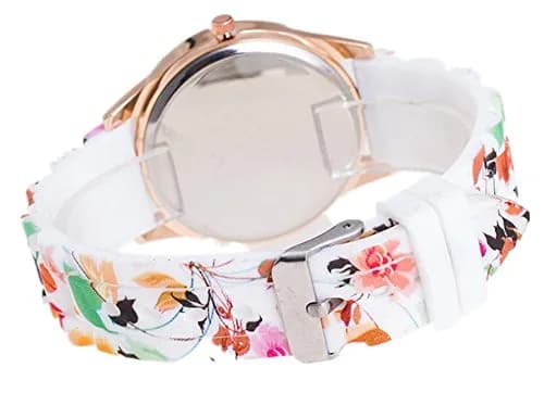 CdyBox Women Ladies Floral Dial Silicone Band Analog Watches Rose Gold Tone Numbers | Elegant Gift for Her thumbnail 7