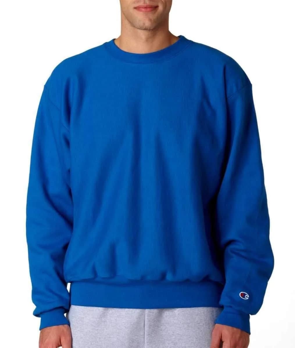 Champion Men's Reverse Weave Sweatshirt, Seabottom Blue, L | Heritage Heavyweight Crew Neck
