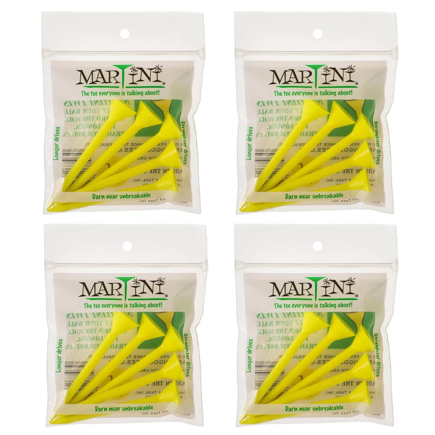Martini Golf Tees 3 1/4" Yellow | Virtually Unbreakable & Longer Drives — Yellow