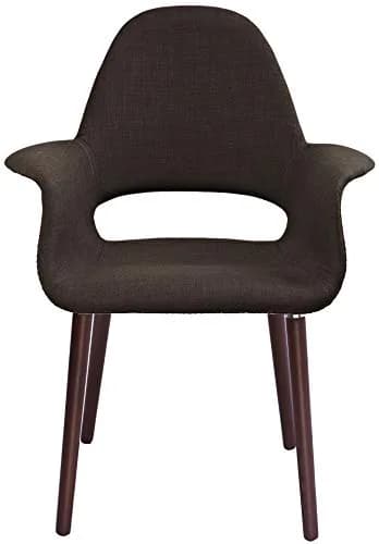 2xhome Mid Century Modern Upholstered Fabric Accent Dining Chair Brown | Supportive Foam & Natural Wood Legs thumbnail 1