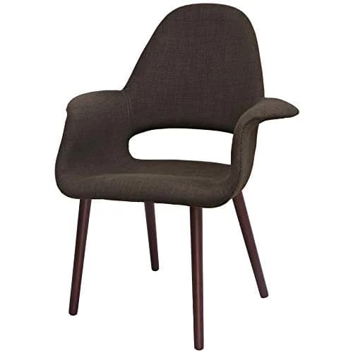 2xhome Mid Century Modern Upholstered Fabric Accent Dining Chair Brown | Supportive Foam & Natural Wood Legs thumbnail 5