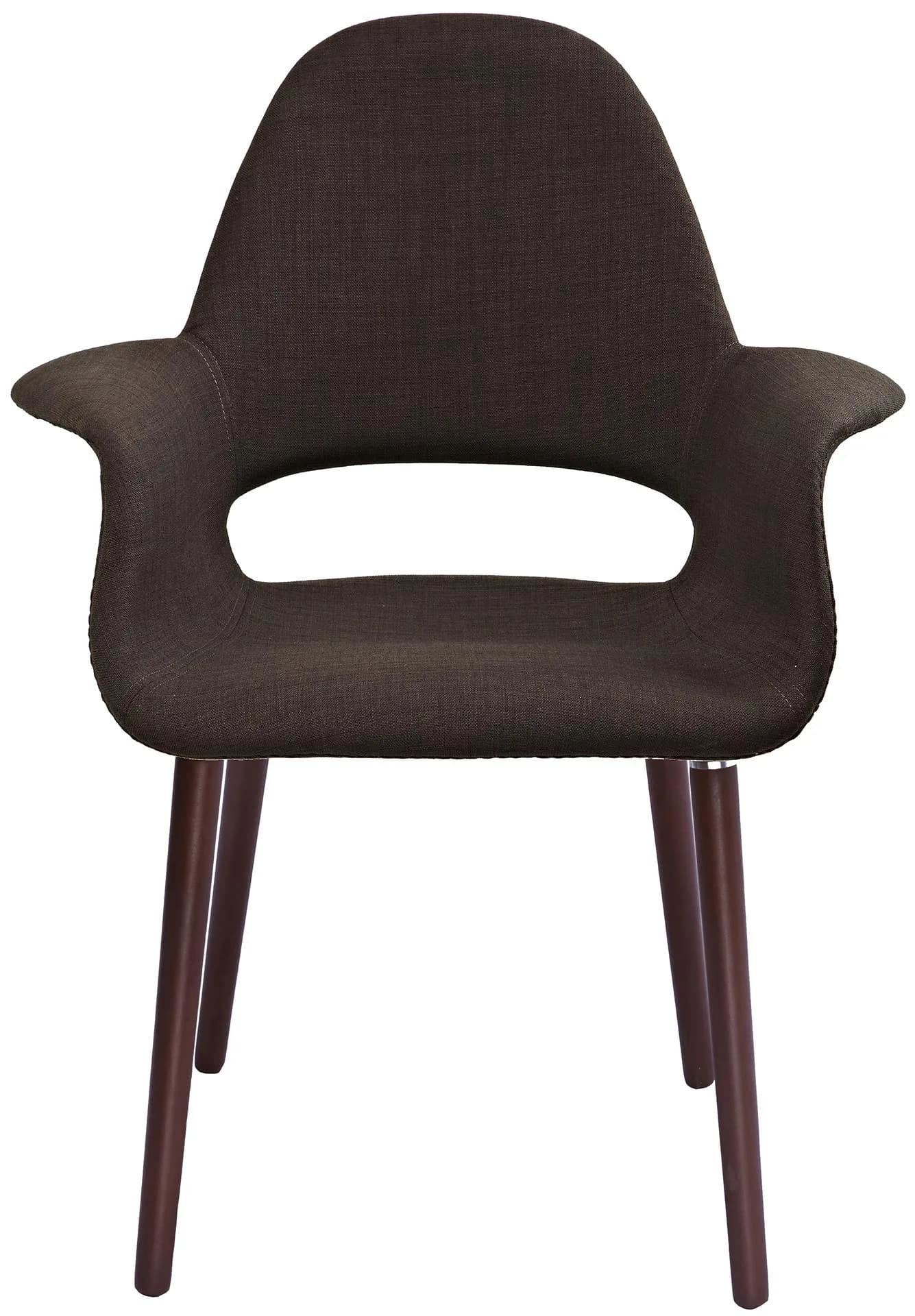 2xhome Mid Century Modern Upholstered Fabric Accent Dining Chair Brown | Supportive Foam & Natural Wood Legs