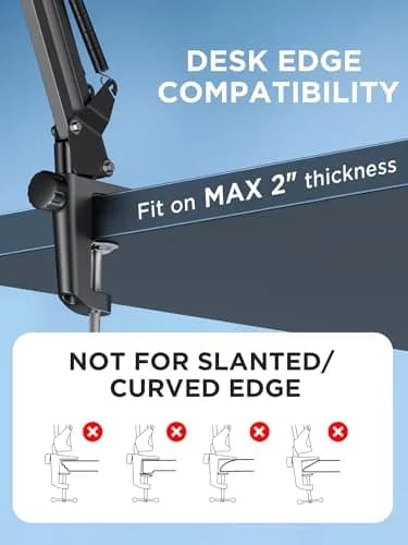 InnoGear Microphone Boom Arm Stand for Blue Yeti Fifine HyperX | Adjustable, Heavy-Duty Steel, Space-Saving Design thumbnail 6
