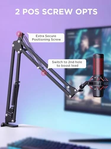 InnoGear Microphone Boom Arm Stand for Blue Yeti Fifine HyperX | Adjustable, Heavy-Duty Steel, Space-Saving Design thumbnail 7