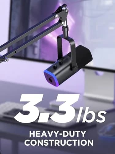 InnoGear Microphone Boom Arm Stand for Blue Yeti Fifine HyperX | Adjustable, Heavy-Duty Steel, Space-Saving Design thumbnail 4