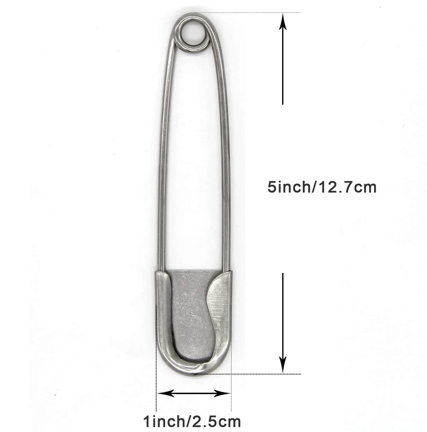 Coitak Large Safety Pins 5 inch (12.7 cm) 10 PCS Stainless Steel | Heavy Duty XL Laundry Pins for Blankets - view 2