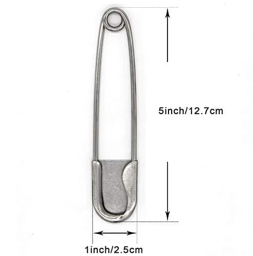 Coitak Large Safety Pins 5 inch (12.7 cm) 10 PCS Stainless Steel | Heavy Duty XL Laundry Pins for Blankets thumbnail 2