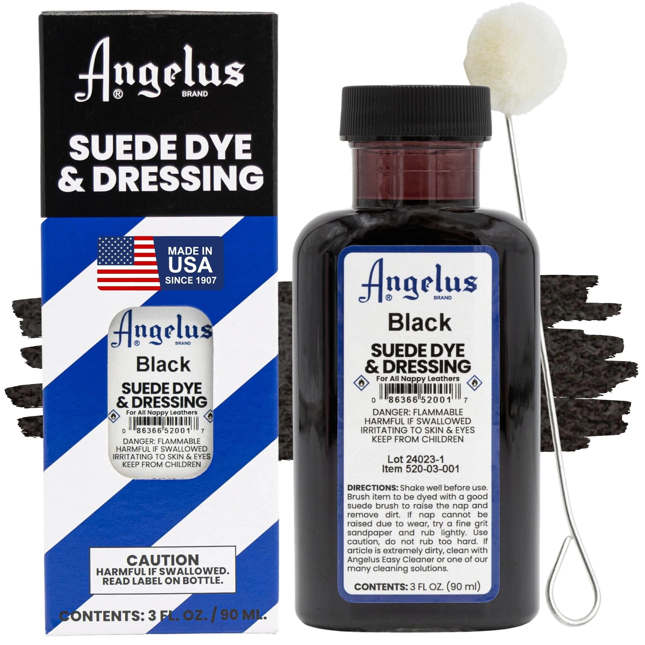 Angelus Black Suede Dye 88.7 ml (3 oz) | Restores Faded Suede & Nubuck - main product image