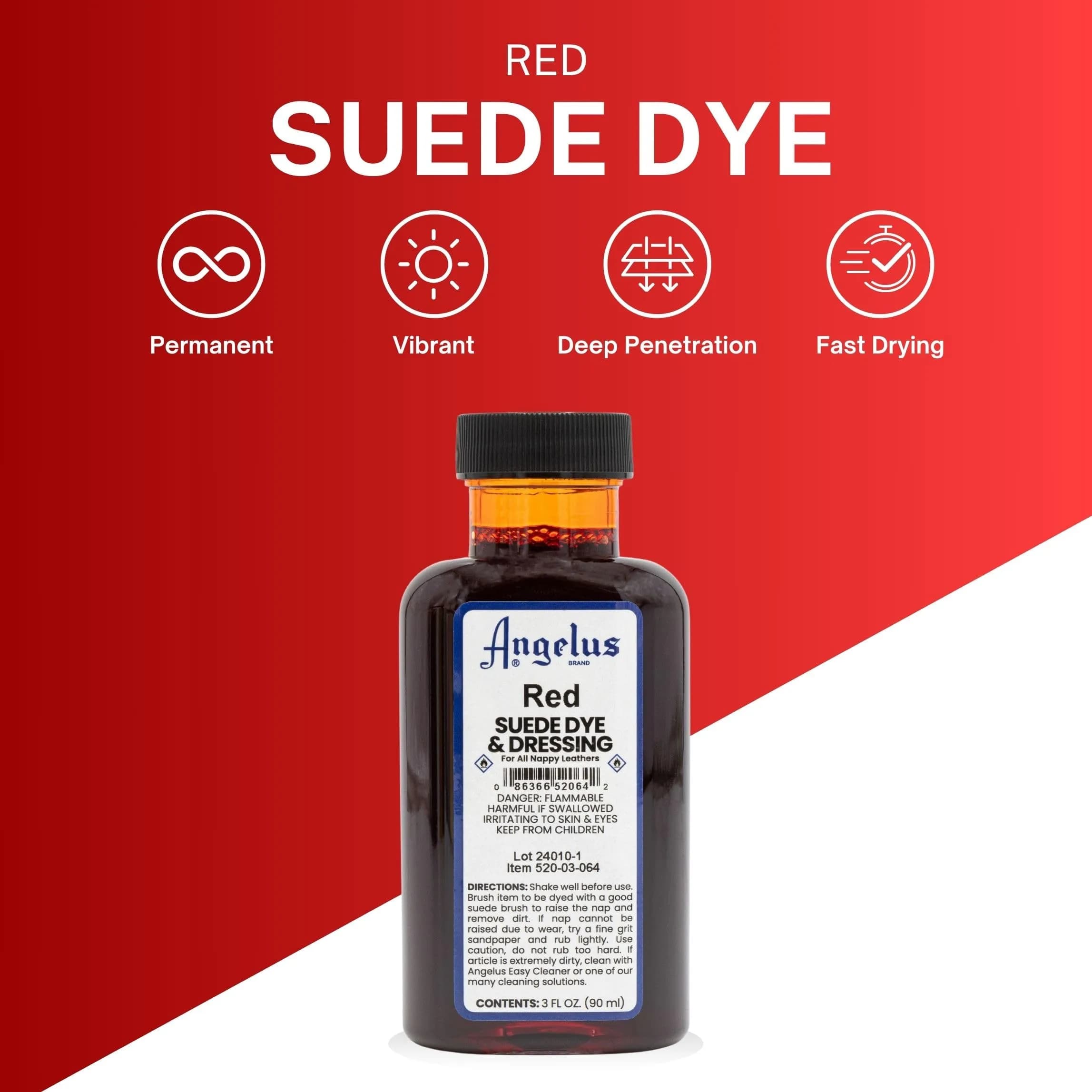 Angelus Red Suede Dye 88.7 ml (3 oz) | Restores & Enhances Nappy Leather - view 4
