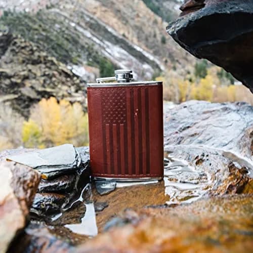 Future Hydrate Leather American Flag Hip Flask 8oz | Leak Proof Food Grade Stainless Steel thumbnail 8