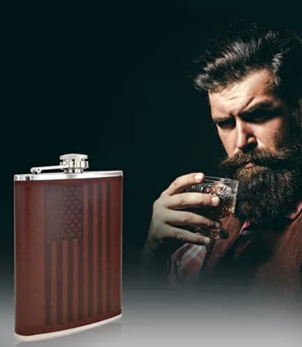 Future Hydrate Leather American Flag Hip Flask 8oz | Leak Proof Food Grade Stainless Steel thumbnail 9