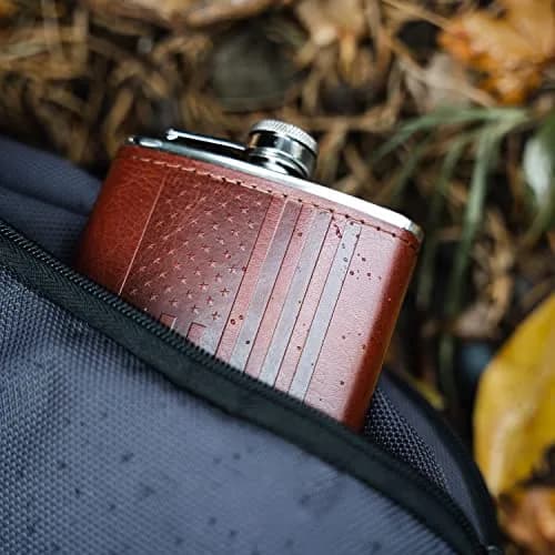 Future Hydrate Leather American Flag Hip Flask 8oz | Leak Proof Food Grade Stainless Steel thumbnail 2