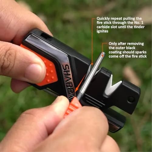 SHARPAL 101N 6-in-1 Pocket Knife Sharpener & Survival Tool | Tungsten Carbide, Ceramic, Diamond Rods, Fire Starter, Whistle thumbnail 5