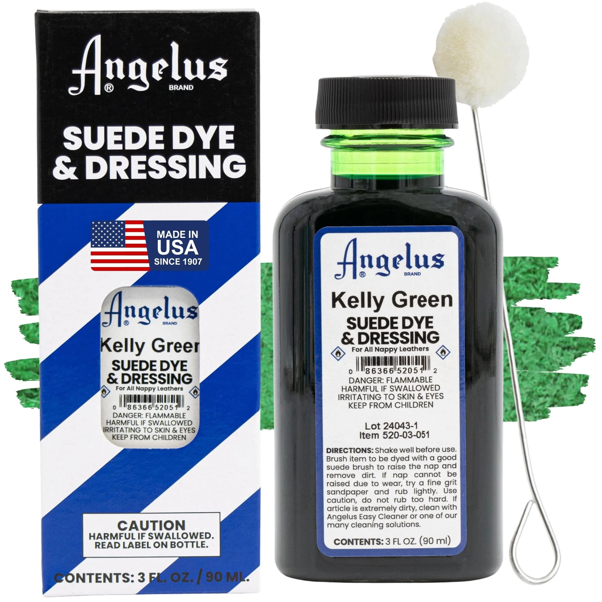 Angelus Kelly Green Suede Dye 88.7ml (3 oz) | Restores Nappy & Smooth Leather - main product image